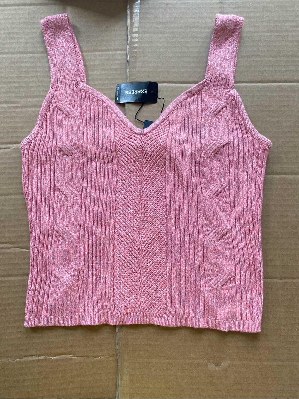 Express Rose Pink Cable Knit Tank
